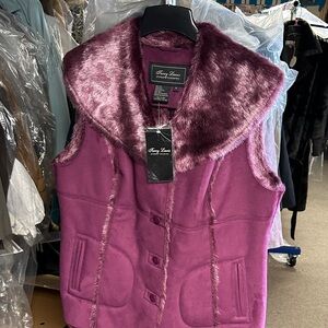 Terry Lewis Classic Luxuries Magenta Vest with Plush Collar